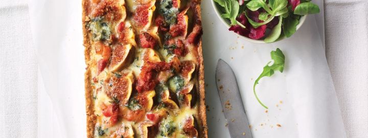 Fig, lardon and dolcelatte tart