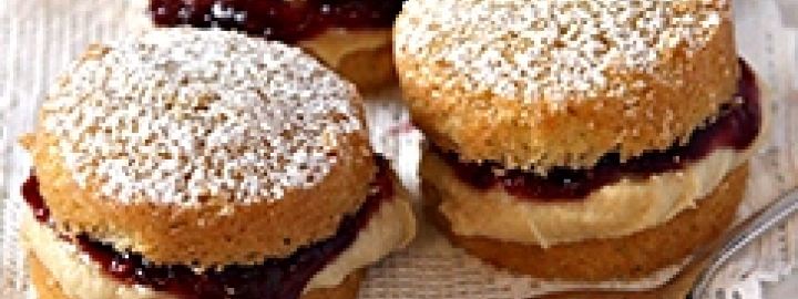 Mini strawberry and rose water sponge cakes