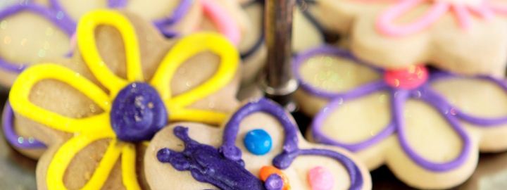 Iced flower and butterfly biscuits