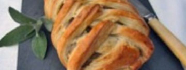 Sausage and apple plait