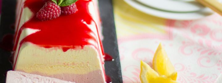 Lemon curd and raspberry ice cream loaf