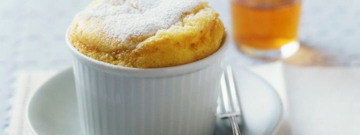 Lemon and cardamom souffle