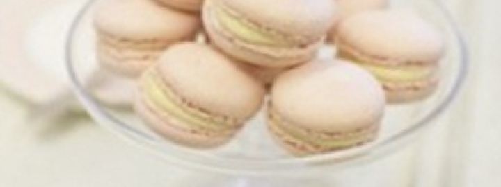 Rose water macaroons with white chocolate ganache