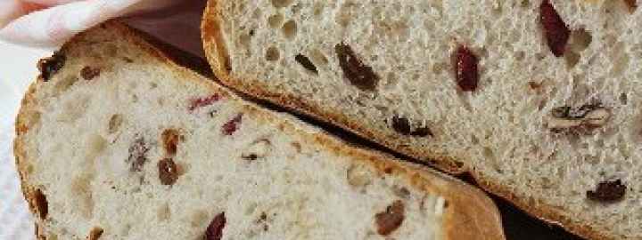 Rustic prune and pecan bread