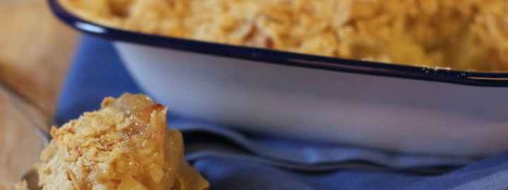 Easy apple and rhubarb crumble