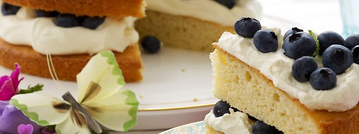 Blueberry Victoria sponge cake