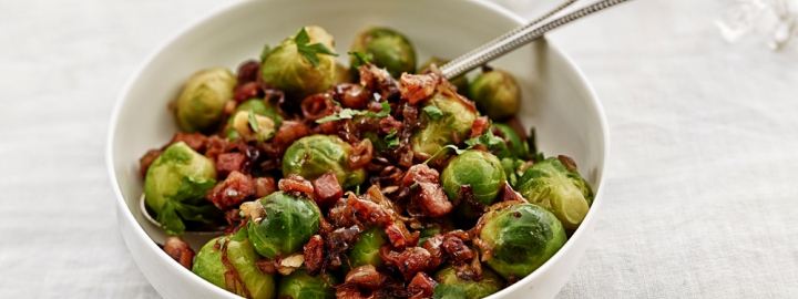 Brussels sprouts with pancetta and hazelnut