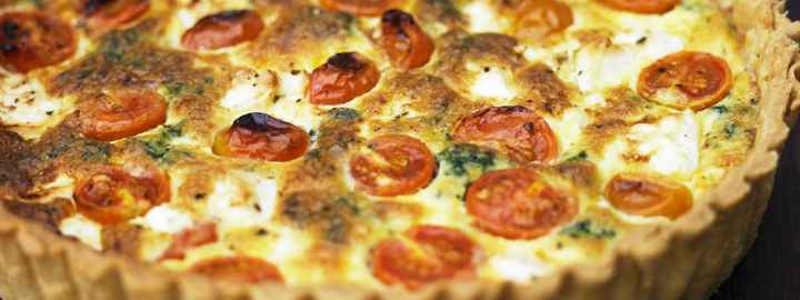 Cheese and tomato quiche