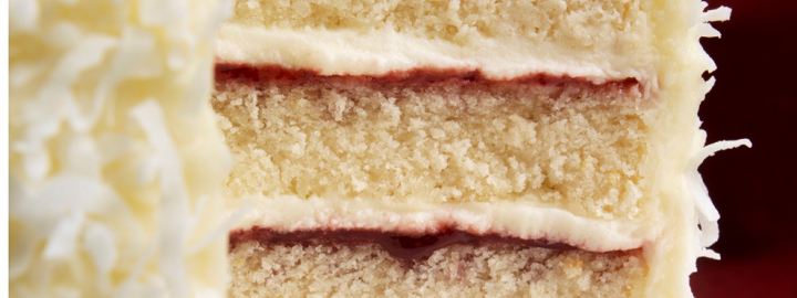 Coconut raspberry layer cake