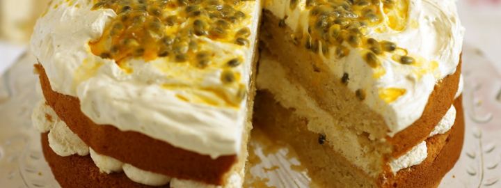 Egg-free passion fruit sponge cake