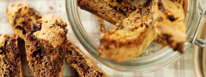 Honeycomb and milk chocolate biscotti