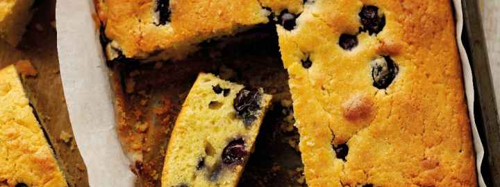 Lemon and blueberry drizzle cake