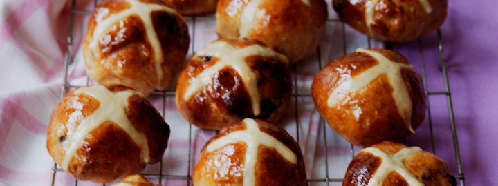 Orange and cranberry hot cross buns