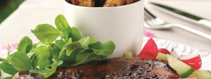 Pork chops in sticky plum marinade