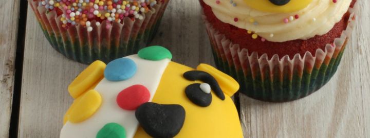 Pudsey rainbow cupcakes