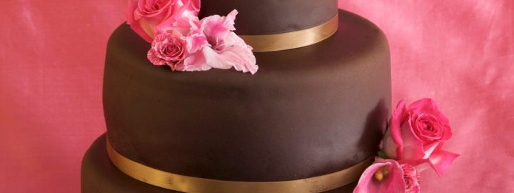 Three tier chocolate wedding cake