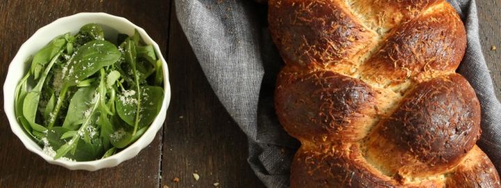 Plaited cheese and herb bread