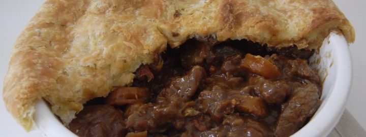 Suet crusted beef and onion pie